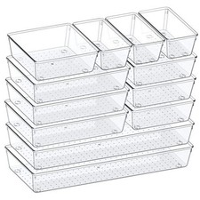 Drawer Organizer, 12 Pack Clear Plastic Kitchen Drawer Organizers 12 PACK