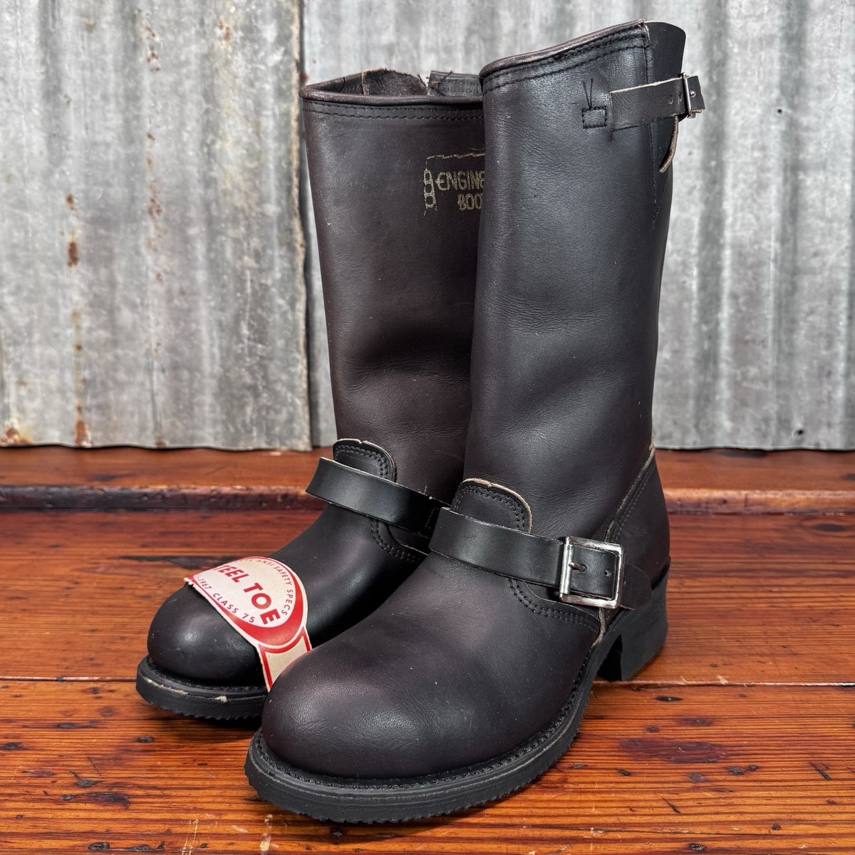 Vintage NOS Carolina STEEL TOE ENGINEER BOOTS Size 6R Black