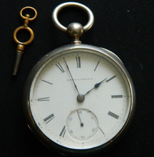 1873 ELGIN.18s. 7j.KEY.MOD-1  Pocket Watch w/ Silver coin Case