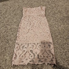 Bardot Lina Lace Sheath Dress Womens 8 Pink Midi Square Neck Formal Wedding