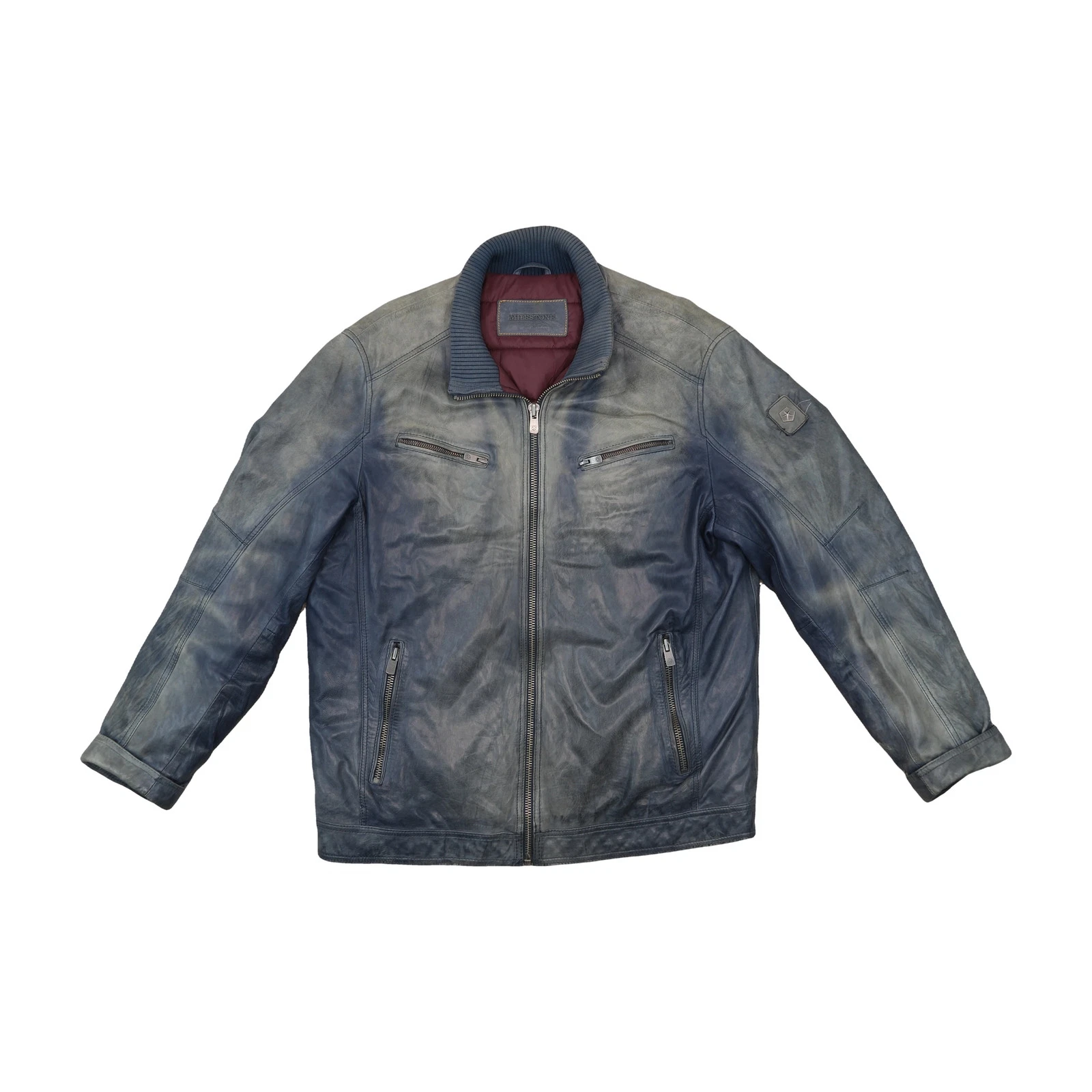 Milestone Lamb Nappa Leather Jacket Washed Navy Blue 2000s XXS - product detail image 1