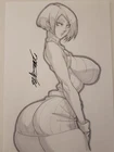 ADA WONG Resident Evil PS1 Cute Girl Original Sketch Pinup - DaiKon Art