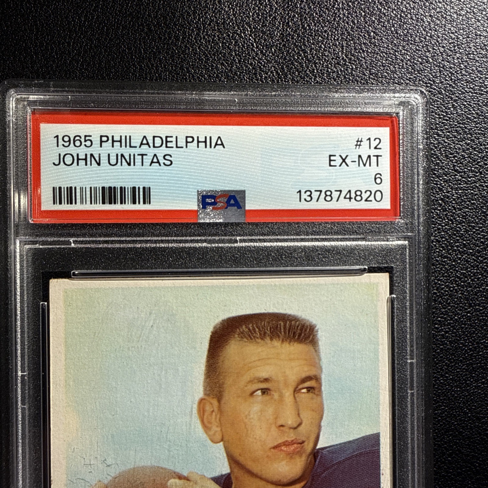 1965 PHILADELPHIA NFL #12 JOHN JOHNNY UNITAS PSA 6 BALTIMORE COLTS HOF view 2