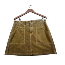 American Eagle Skirt Wome 12 Tan Corduroy Super Stretch Mini High Waisted Pocket