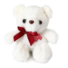 4.7 Inchs Teddy Bear Stuffed Animal with Heart,Bow Tie Embroidered Small White
