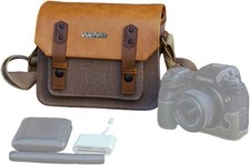 Camera Messenger Bag,Vintage Leather Flip-top Waterproof Camera Bag,Compatibl...