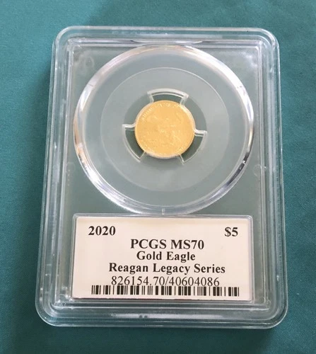 2020 $5 1/10TH Oz AMERICAN GOLD EAGLE COIN PCGS MS70 REAGAN LEGACY SERIES SLAB
