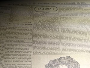 DEC 30, 1896 NEWSPAPER PAGE #2849-  CAPTAIN VETRIO SIDE SHOW- THE POISON EATER