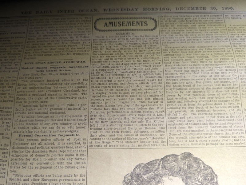DEC 30, 1896 NEWSPAPER PAGE #2849-  CAPTAIN VETRIO SIDE SHOW- THE POISON EATER