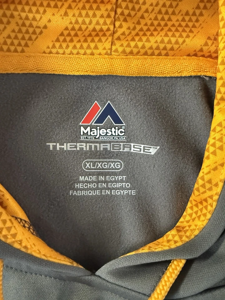 Los Angeles Lakers Majestic Therma Base Hoodie Men’s XL Gray/Gold Pullover - Image 2 of 2