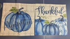 Fall Thankful Pumpkin Throw Pillow Cases Set Of 2 New 17  