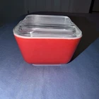 Vintage Pyrex #501 B RED 1.5 cup Refrigerator Dish Container w/ Lid