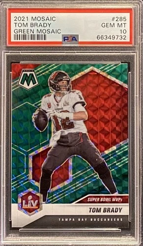 2021 PANINI MOSAIC GREEN MOSAIC #285 TOM BRADY PSA 10
