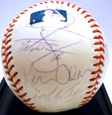Tim Raines Charles Johnson Josh Beckett Marlins Baseball Ball Signed Autograph