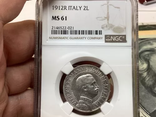Italy 1912 R 2 Lire NGC MS61