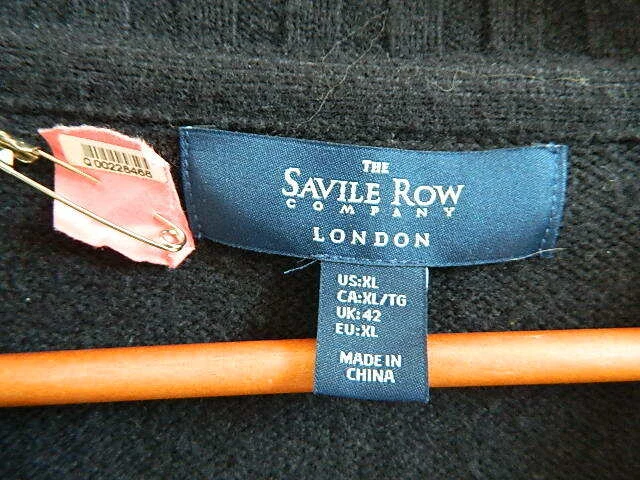 Mens Savile Row Company London Lambs Wool  Nylon Blue Crew Neck 14 Zip Sweater - Image 4 of 4