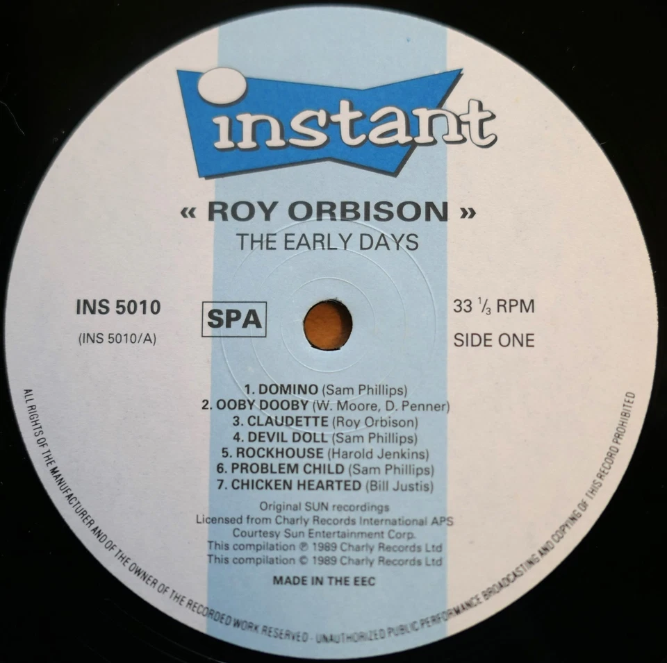 Roy Orbison The Early Days 1989 EX Vinyl Instant INS 5010 - Image 2 of 4