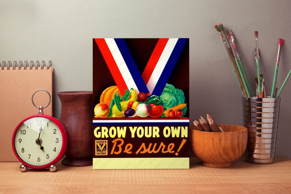 WWII Victory Garden Poster - Grow Your Own, Be Sure!, US WW2 Rationing ...