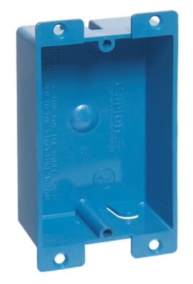 Carlon B108R-UPC Blue PVC Flanged 1 Gang Shallow Old Work Switch Electrical Box