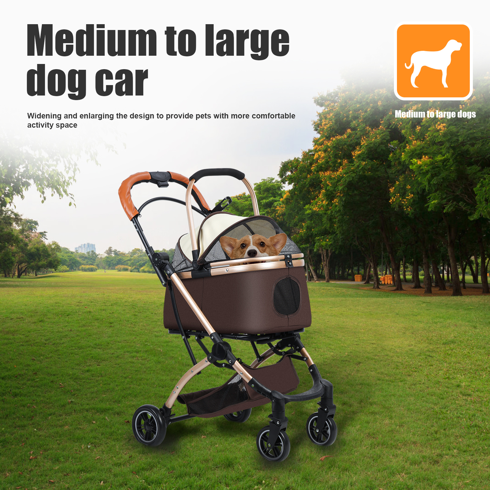 2 IN 1 PET STROLLER, PET FOLDING STROLLER WITH REMOVABLE STORAGE BASKET