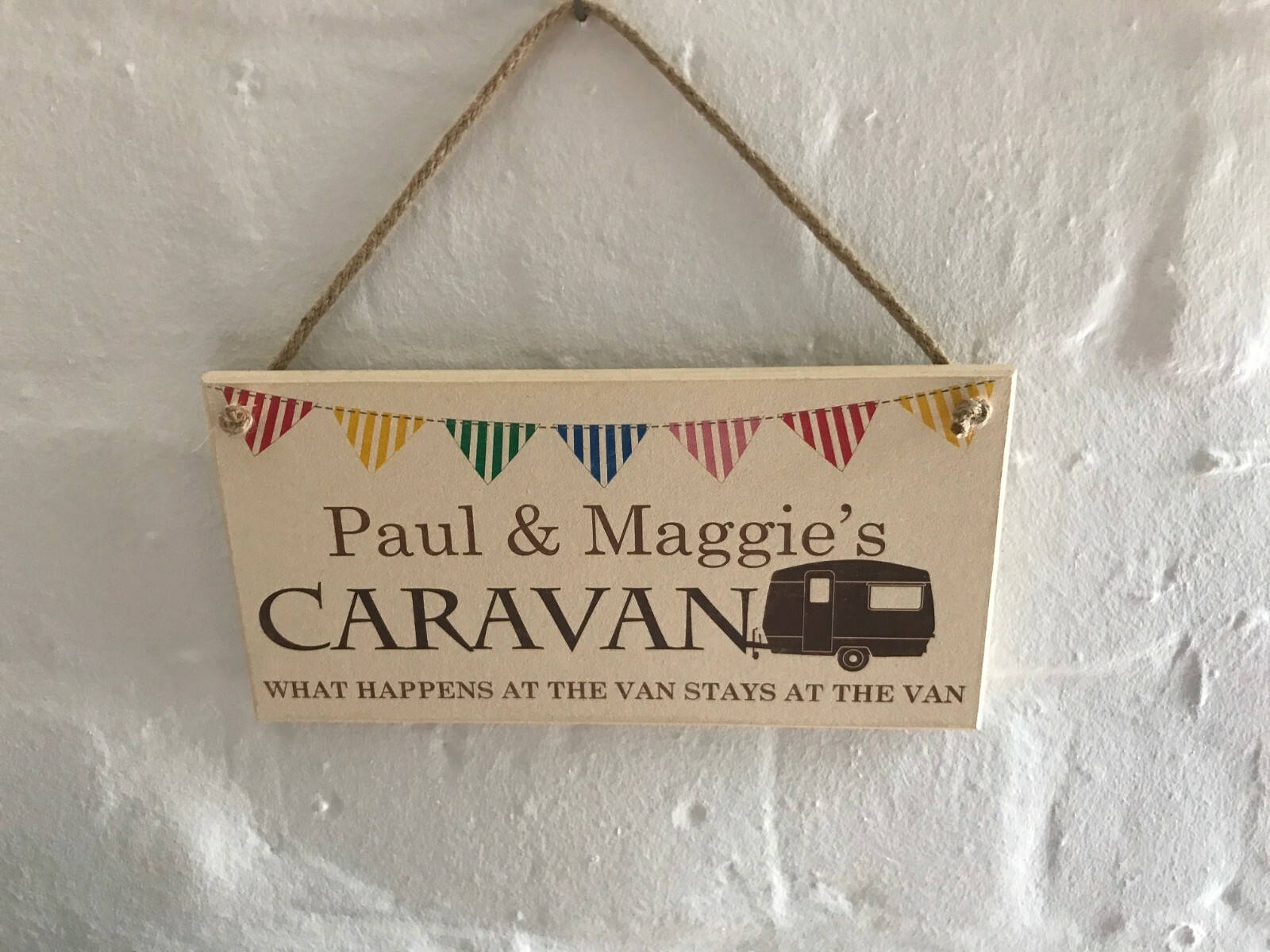 Personalised Caravan Sign Custom Name Surname Family Van Sign Plaque