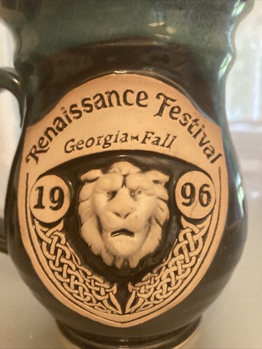 Georgia Renaissance Festival 1996 Pottery Baked Glaze Lion Mug - Signed CE - 第 3/12 張圖片