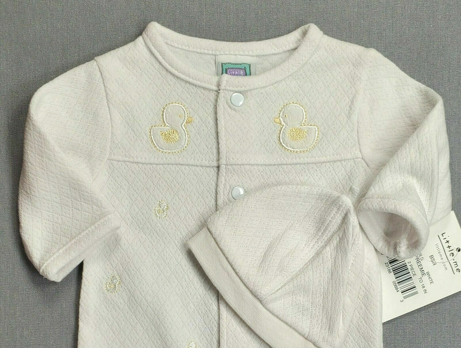 Baby Boy Girl New Little Me Preemie 2Pc Ducks Footed Outfit W/Hat eBay