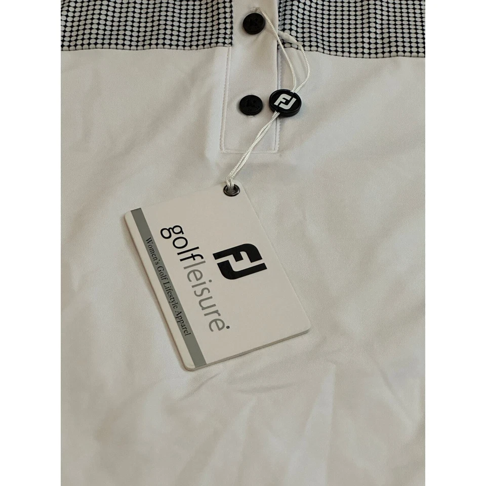 Polo para mujer FootJoy estampado yugo cuello blanco GRANDE Foto 4 de 4