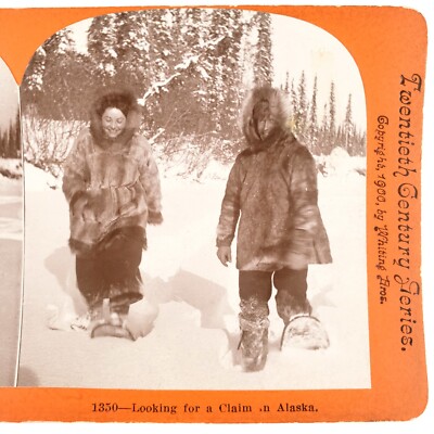 Alaska Snowshoeing Miners Stereoview c1900 Klondike Gold Rush Mining Claim F1454