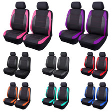 Universal Front Car Seat Covers Mesh Carbon Fiber Fit Armrest With Back Pocket