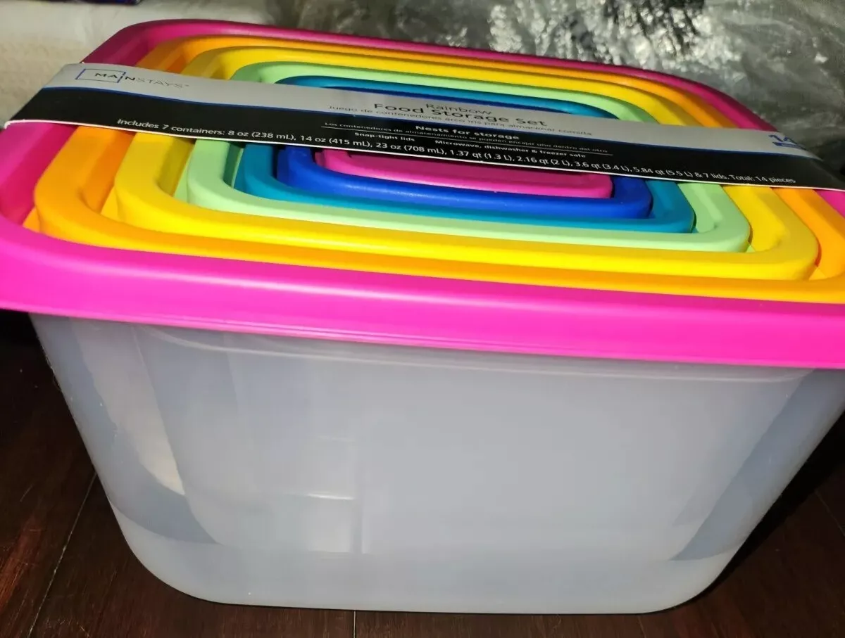 Mainstays 14 Piece Rainbow Food Storage Containers with Lids 