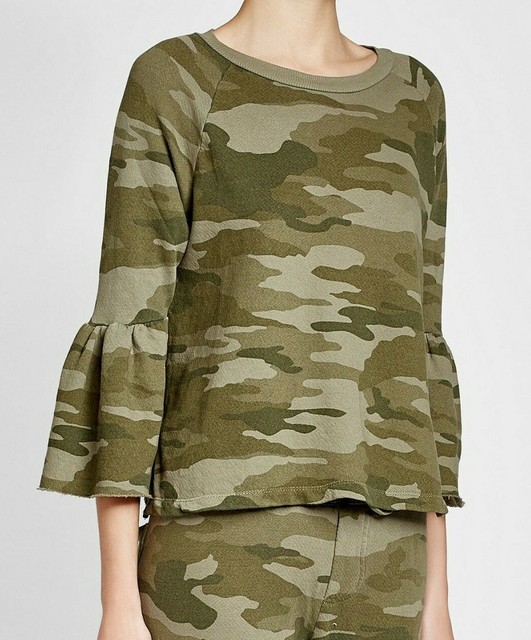 camo ruffle sleeve top