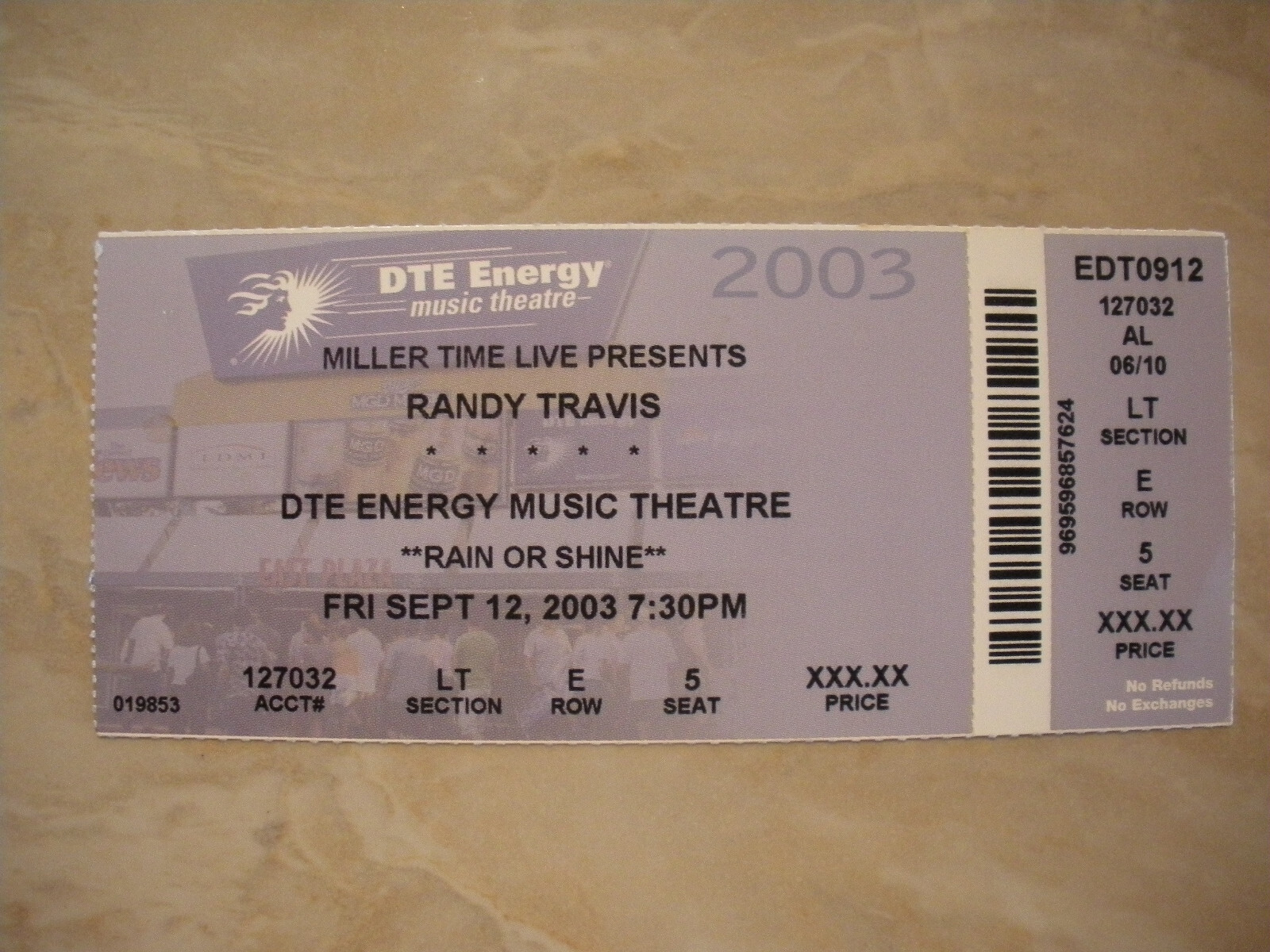 RANDY TRAVIS Concert Ticket Stub. Detroit, MI. 91203 eBay