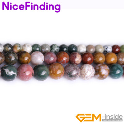 Assorted Color Ocean Agate Jasper Natural Gemstone Round Jewelry Making Beads