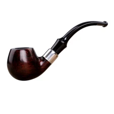 Briar Wooden Tobacco Pipe Bent Curved Stem Handmade Smoking Pipe Decoration Ring