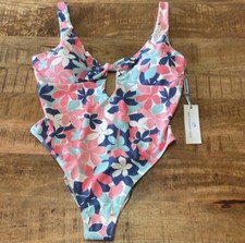 Southern Tide Citrus Punch Petals Print One Piece Swimsuit Large Preppy Pastel