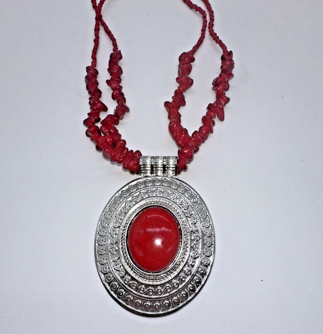 Dramatic 19" Double Strand Red Beaded Statement N… - image 10