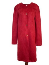 Marc New York Womens Red Button Up Faux Suede Coat, Size XS