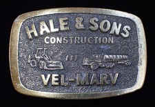 HALE  SONS CONSTRUCTION BELT BUCKLE VEL-MARV CONCRETE VINTAGE 1980'S