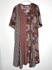NWOT Lori Goldstein LOGO Button Front Patchwork Oversized Mixed Print Dress Sz L