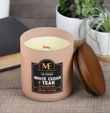 Modern Expressions White Cedar & Teak Scented Soy Wax Blend Candle New Wood Wick