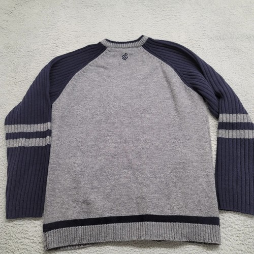 Rocawear Sweater Mens Large Gray Blue Wool Blend Vintage RW Spellout Knit Y2K 90 - Picture 4 of 14