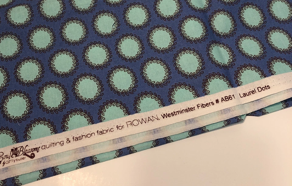 Amy Butler Soul Blossoms Laurel Lunares Azul AB-61 Raro 42x24 Acolchado Corte Tela Foto 4 de 4