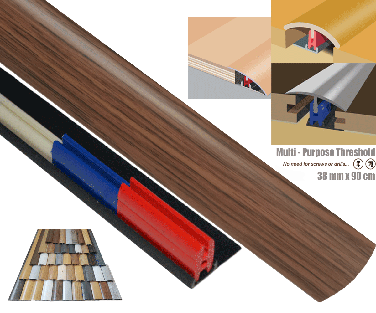 Dark Rustic Oak Threshold Strip Multi Purpose 38mmx90cm Multi-Height & Pivot