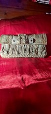 R & Y Augousti Mint Green And Gold Snakeskin Handbag Clutch
