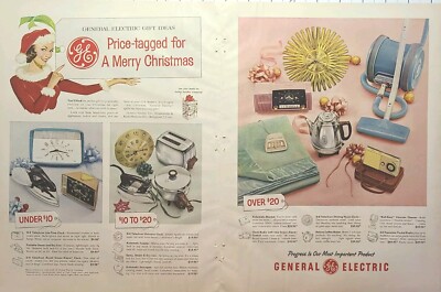 GE Christmas '57 Gift Ideas MCM Color Santa's Helper Vintage Print Ad 1957