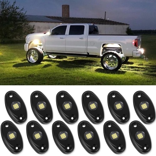 White 12 Pods LED Rock Light Underglow LED Kit For Ford F150 F250 F