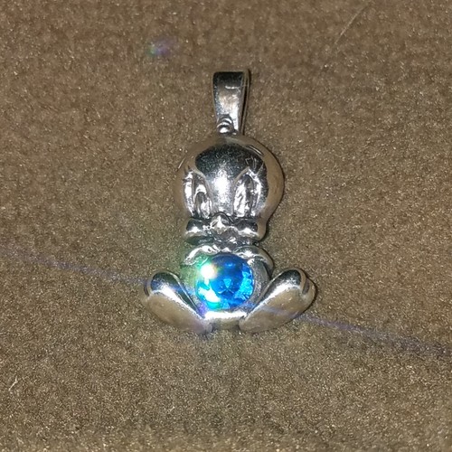 Tweety Bird WB Pendant Charm 925 Sterling Silver September Sapphire birth stone - Picture 1 of 2