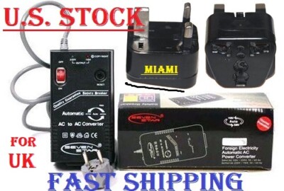 500 Watt Automatic Voltage Converter + UK British Adapter 110v 220VOLT STEP-NIB