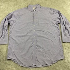 Brooks Brothers Shirt Mens 17.5 34 Blue Plaid Madison Non Iron Cotton Dress Work